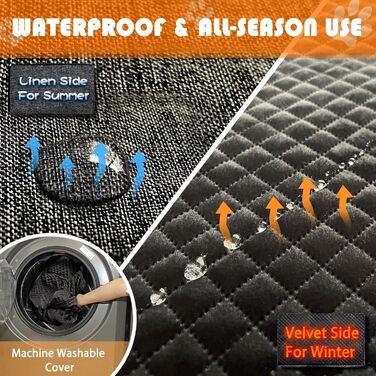 Підвищення для собак PALAMIL: для великих/середніх або 2 маленьких собак, водонепроникний автокрісло для собак з товстим матрацом та кишенями для зберігання (Чорний). Підвищення для великих собак.