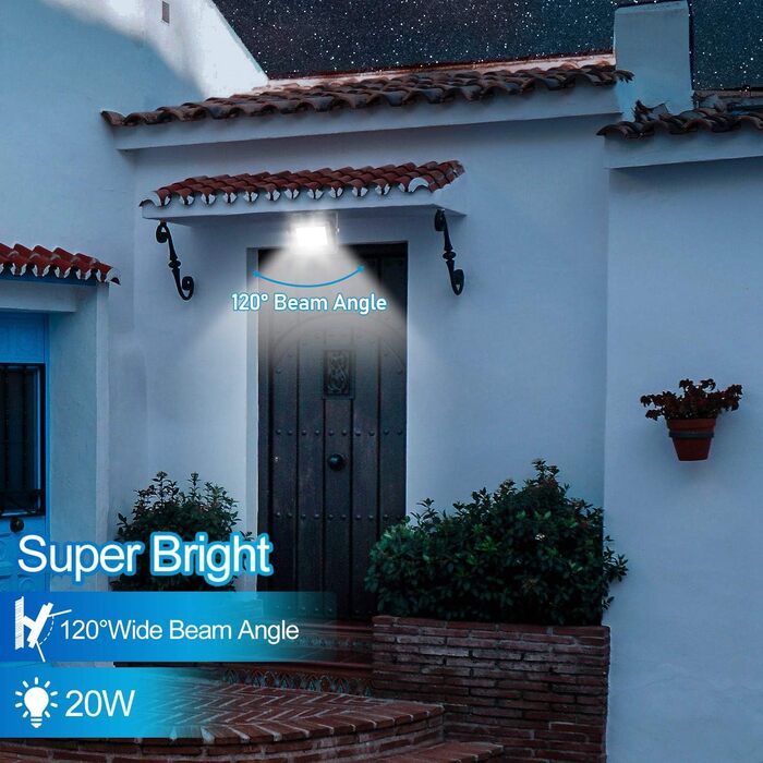 LED Floodlights Outdoor, Pack of 5, IP66 Waterproof Floodlights for Indoor and Outdoor Use, 8500LM Super Bright Outdoor Lights, 120 Degree Outdoor Lighting 6000K Cold White Spotlights Floodlights (Pack of 2, 20W)