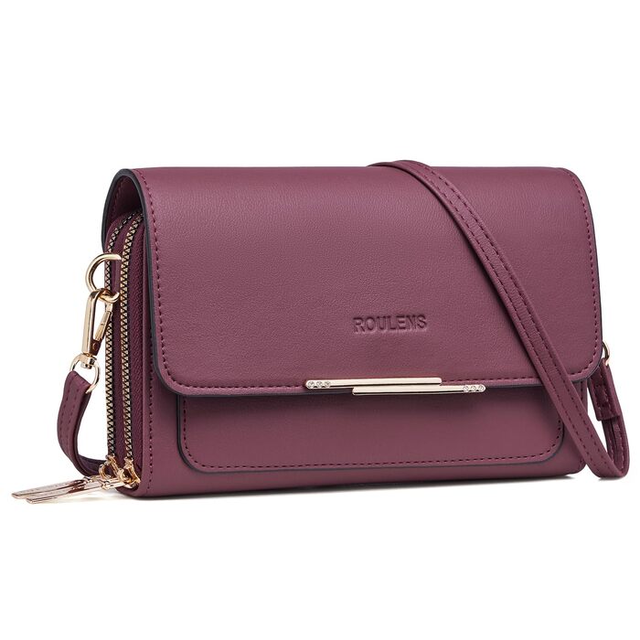 Сумка крос-боді Roulens Klein Handy Burgunderrot з веганської шкіри для жінок: компактна сумка через плече для телефону, документів та карт, регульований ремінець