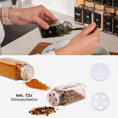 Набір скляних банок для спецій Deco haus® (36 шт.) з кришками, етикетками та ситами