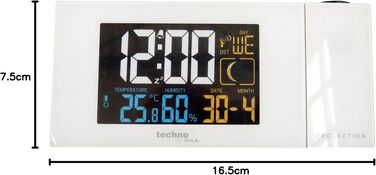Радіокерований будильник-проектор Technoline WT 536 з проекцією часу, термометром, функцією Snooze та підсвіткою (Кольоровий дисплей)