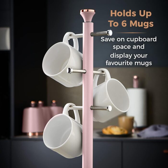 Tower T826132PNK Cavaletto Beaker Stand with Stainless Steel Stopper, Soft Base, Marshmallow Pink and Roségold