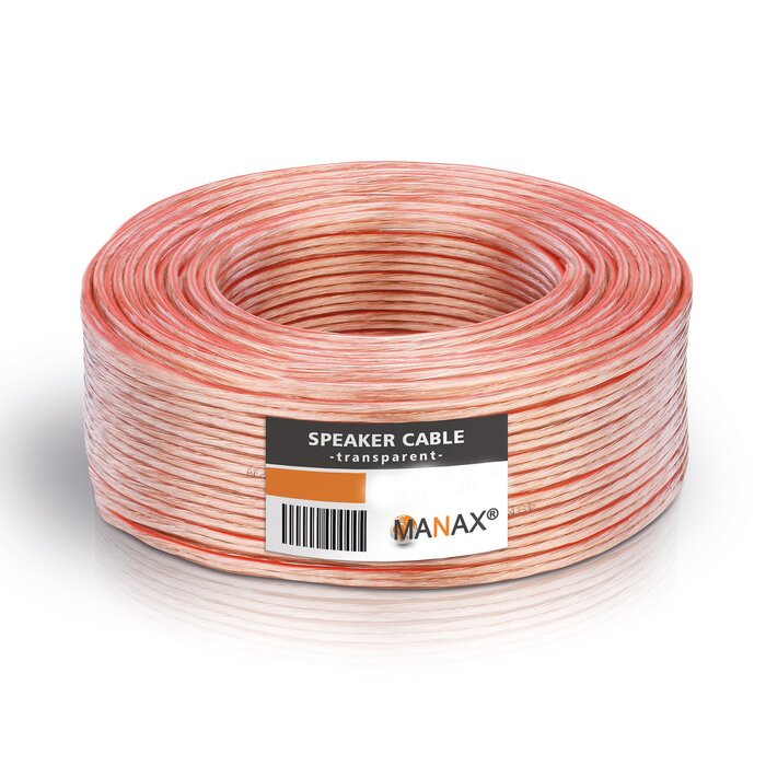 Кабель акустичний MANAX® 2x1.5 мм² білий 50м на котушці (прозорий)