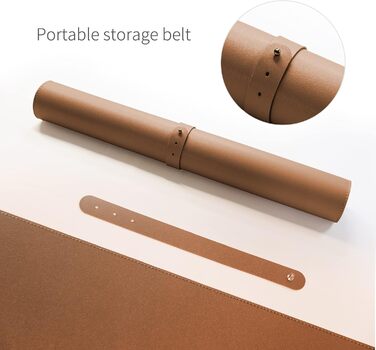 RENMTURE Килимок для миші з натурального корку та PU-шкіри, 80 x 40 см, захист столу, антиковзаюча поверхня, водонепроникний, для офісу та дому (Коричневий)