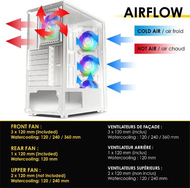 Корпус для ПК EMPIRE GAMING Diamond Gamer ARGB середнього розміру ATX з фасадом з алмазного плексигласу та скляною бічною панеллю, 4 вентилятори 120 мм RGB адресуємими (Ruby W)