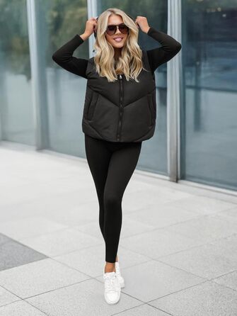 Жіноча степкова жилетка OZONEEE з капюшоном, без рукавів, для перехідного сезону, спортивна, чорна, XL