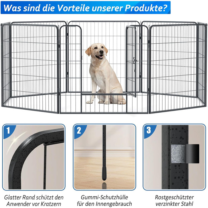 Клітка для собак та цуценят, вольєр для тварин, переносний загон для вигулу, металева іграшка-загон (12 шт.)