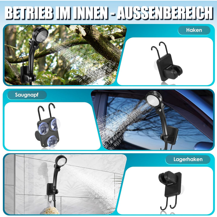 Мобільний душ для кемпінгу з насосом, акумулятор 8000mAh, індикатор температури, шланг 2м. Підходить для кемпінгу, миття авто, саду та тварин