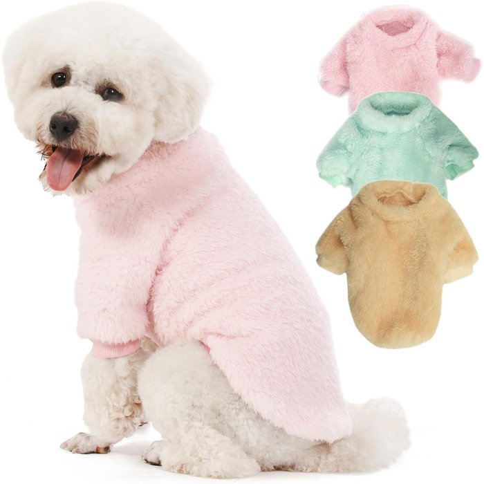 Dog Sweaters, 3-Pack, Dog Sweaters for Small Dogs, Dog Clothes for Small Dogs, Girls and Boys, Ultra Soft and Warm Puppy Sweater Dog Coat for Winter Christmas (XXS,