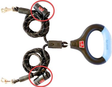 Поводок для собак WIGZI 2 шт., автоматичне розплутування, поворот на 360°, гелевий накладка, світловідбиваючий трос. LED-підсвітка до 7,6 м. Універсальний розмір, чорний, M/L, 2 шт. з LED