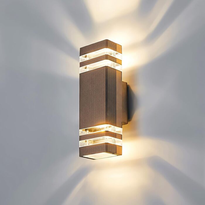 CELAVY LED вуличне настінне освітлення - настінний світильник на вулицю, IP65, GU10, Up Down, 3000K, для дому, тераси, сірий, 1 шт.