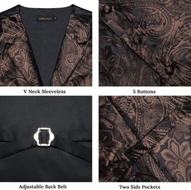 Костюмний аксесуар DiBanGu: жилет, краватка, хустинка, запонки, лапєль Pin (7 шт.) з паєткою, шовковий, для весілля та свят