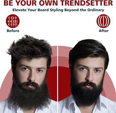 VIKICON Men's Beard Straightener Brush - Mini Pro Hair Straightener with Negative Ions, 3-Temp Settings, Portable & Fast for Beard & Hair Styling - Black