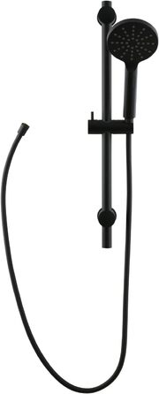 aquaSu® Shower Set Acana | Black | Showerhead: 3 Spray Patterns, Pattern Change via Button & 12 cm Spray Plate | 150 cm Metal Shower Hose | 60 cm Shower Rod | Slider | Anti-limescale Nozzles | 72288 9