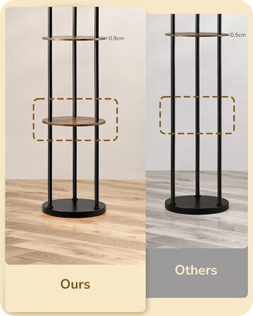 Стійка лампа EDISHINE для вітальні, вінтажна 3-лампова модель з полицею та абажуром з ротангу, 3 патрони E27, з лампочками, бохо-лампа з вимикачем на нозі для спальні та офісу, 178 см (Вінтажний коричневий)