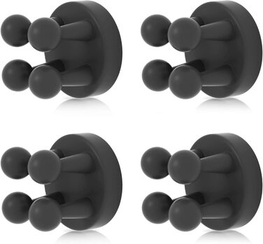 XoYoZo 4-Piece Silicone Toothbrush Holder Multifunctional Hook Waterproof Self-Adhesive Single Toothbrush Hook Toothpaste Holder for Hanging on the Wall Bathroom Kitchen Living Room Office (black)