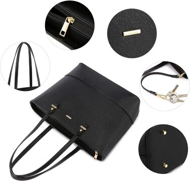 Сумка жіноча LOVEVOOK шопер шкіряний 3-в-1 чорна (C Schwarz) велика містка