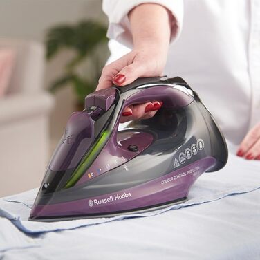 Russell Hobbs Steam Iron, Ceramic Non-Stick Sole, 195g Steam Shot, 50g Variable Steam, 380ml Water Tank, Self-Cleaning, Anti-Scale & Anti-Drip Function, Indicator Light, 2800W, 27281-56