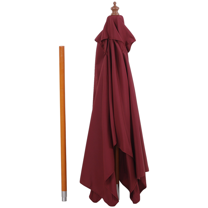 Outsunny Canopy Umbrella, Balcony Parasol made of Fir Wood, 3-Level Adjustable, Burgundy, 200x150x230cm for Garden & Terrace