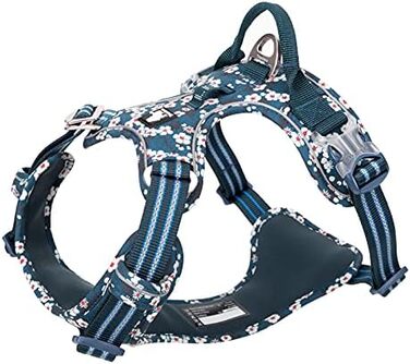 Шлейка для собак WINHYEPET Truelove No-Pull, бавовняна, дихаюча, світловідбиваюча, регульована, для маленьких та середніх собак і котів, TLH5655 (XS, Саксонія Блакитний)