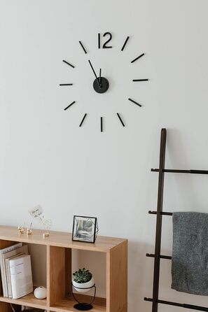 Настінний годинник Umbra Blink, сучасний мінімалістичний дизайн, DIY кварцовий механізм, без рамки, самоклеючі цифри, металева, чорна, для кухні, офісу, спальні, вітальні