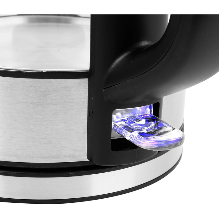 Електричний чайник EMERIO з об'ємом 1.7 л, синя LED-підсвітка, 360° підставка, скло Borosilikat, без BPA | WK-119988.7