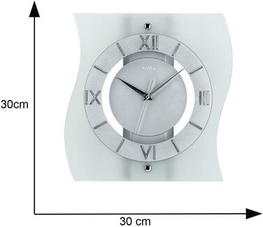 AMS F5909 Radio Wall Clock, Wood, Silver, 35 x 35 x 12 cm
