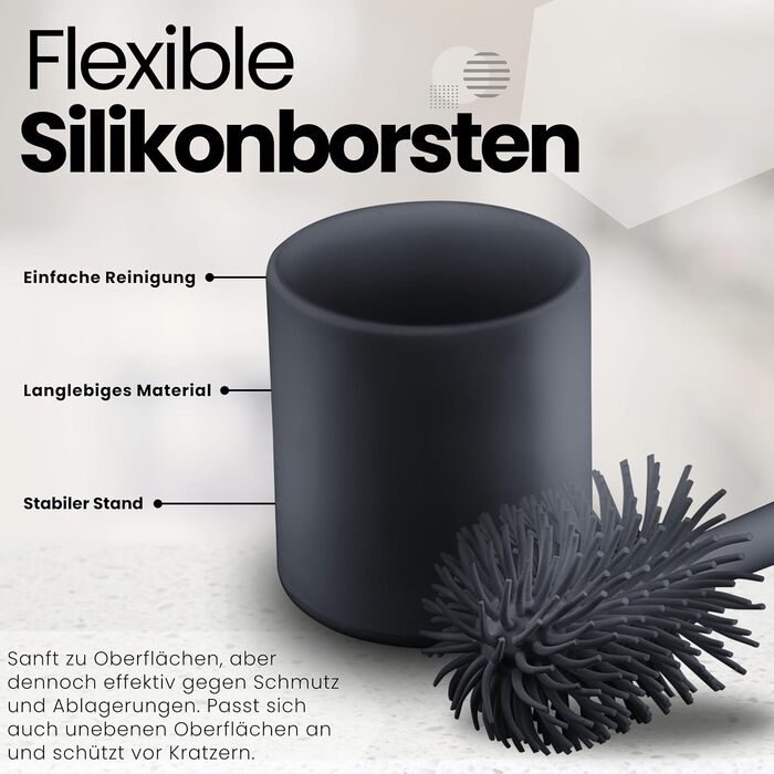 Щітка для унітазу Cleangang® з тримачем, силіконова, комплект - унітазна щітка, антрацит