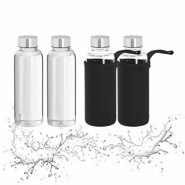 Relaxdays Glass Water Bottle with Cover