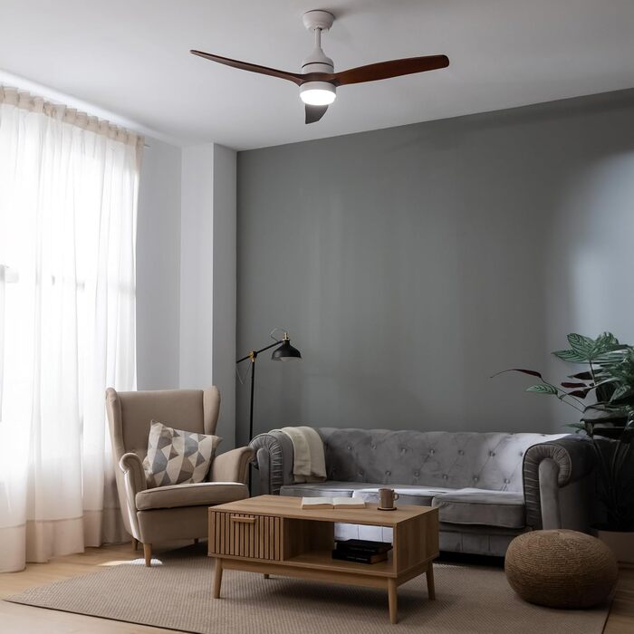 Стельовий вентилятор Cecotec EnergySilence Aero 5275 DarkWood з LED підсвіткою та пультом, 40W, 52 дюйми, DC мотор, зимовий/літній режим