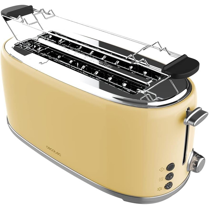 Тостер Cecotec Toaster 2 Scheiben Toast&Taste 1000 Retro Double: 980 Вт, 2 слоти, нержавіюча сталь, регулювання потужності, піддон для крихт, бежевий