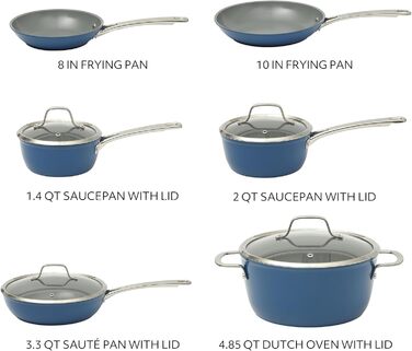 Набір кухонного посуду Sur La Table Kitchen Essentials, 13 предметів, преміум-кераміка, антипригарне покриття, індукція, знімний ручка, смарагдово-зелений