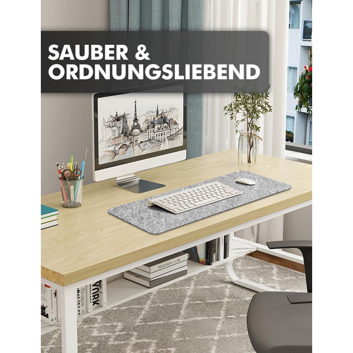 Підкладка для столу з фетру, 100x40 см, сіра. Захист столу для офісу та дому. Нековзна килимок для робочого столу.