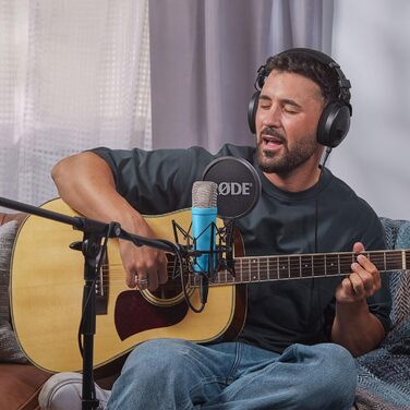 Мікрофон Rode NT1 Signature Black (конденсаторний) + стійка для мікрофона keepdrum (блакитна)