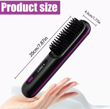 Портативний випрямляч для волосся Go Brush Pro з іонізацією, USB, 3 режими, LED-дисплей, MCH кераміка, чорний