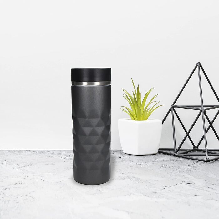 Термокружка Diamond з нержавіючої сталі Elasto Premium | 450 мл | Зберігає тепло та холод | Без BPA | Матова, блискуча (Шифер сірий)