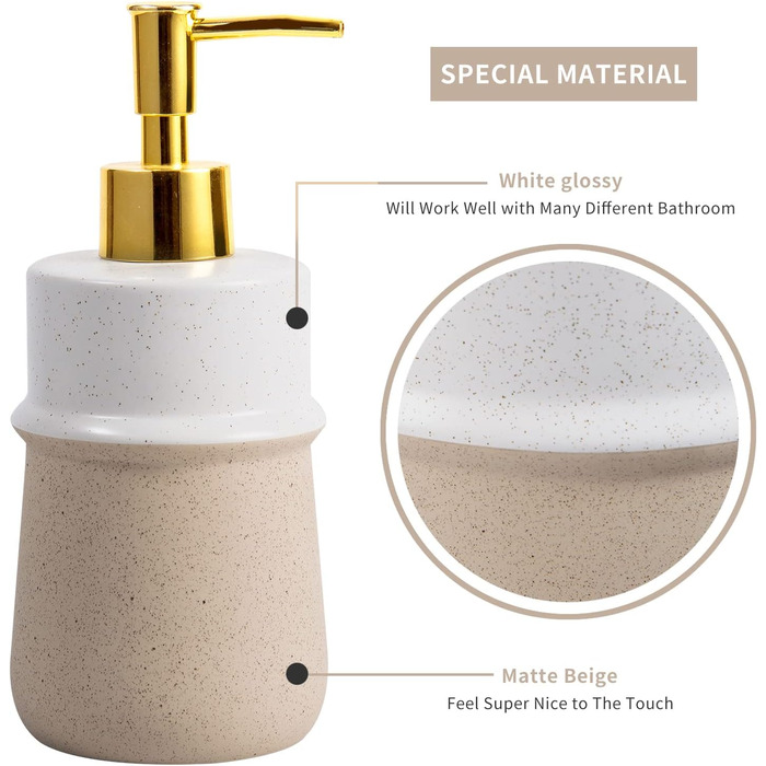 Набір аксесуарів для ванної кімнати в стилі фермерського дому, 4 шт., кераміка, подарунковий комплект, включає: стакан для зубної щітки, дозатор мила, мильниця, стакан, бежевий