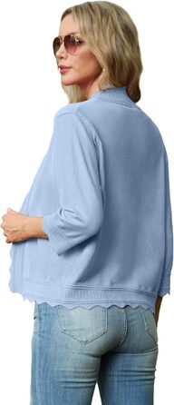 Жакет-кардиган жіночий літній з рюшами GRECEREE. Боеро, світло-блакитний, розмір S