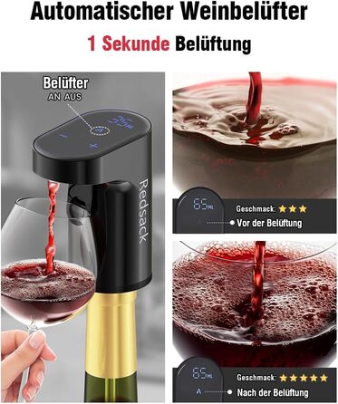Electric Wine Decanter, Aerator, Dispenser, Pourer, Whisky Liqueur Pump, Funny, Unique, Birthday Gift, Men, Women, Mom, Dad, Boss, Brother, Husband (Black)