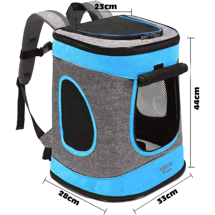 Складана переноска для собак та котів - транспортна сумка для подорожей на авто та літаку. Міцна переноска-рюкзак сіро-зеленого кольору (сіро-блакитного).