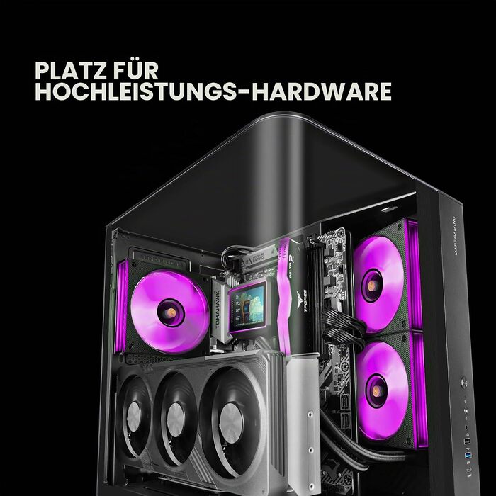 Ігровий корпус Mars Gaming MC-3TCORE MC-INFINIO LITE ATX, панорамне скло, підтримка рідкого охолодження, чорний