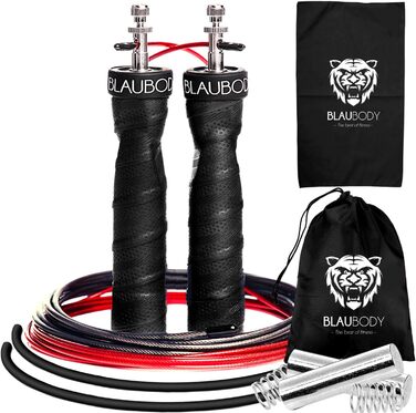 Speed rope with weight, ball bearings (2x160g included + microfiber towel + 2 replacement ropes) Speed rope for adults, fitness, boxing, training, MMA, jump rope, weighted jump rope
