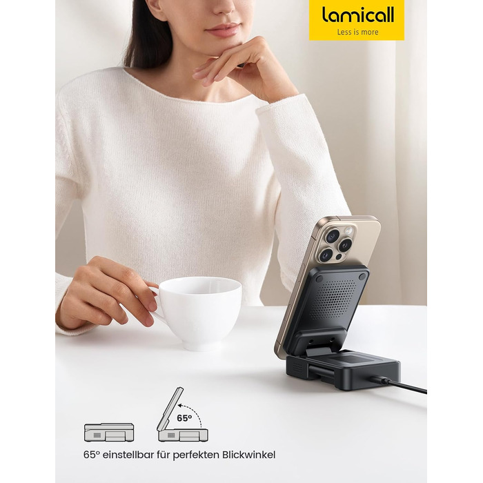 Зарядний станція Lamicall 3-в-1 для MagSafe: iPhone, Apple Watch, AirPods. Складана, портативна, бездротова. Сумісна з iPhone 17/16/15/14 Pro Max Plus Air.