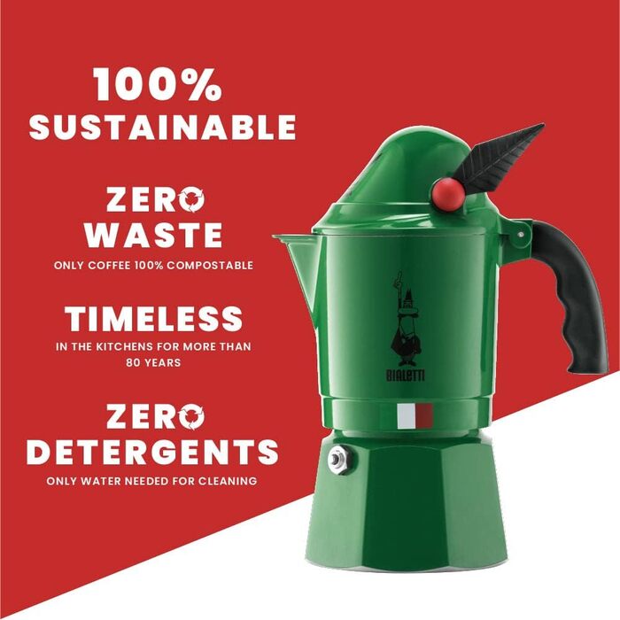 Кавоварка Bialetti Express Alpina: мідна мока-кава для 3 чашок (130 мл), зелений Single