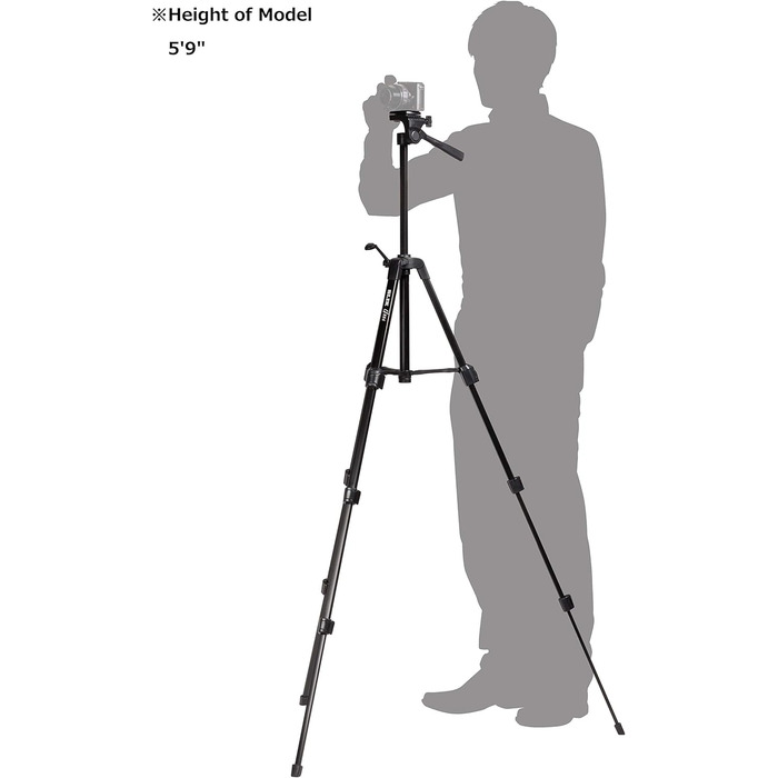 Штатив SLIK U884 4-ступінний компактний легкий складаний з алюмінію для DSLR/SLR камер Canon, Nikon, Sony з 3-сторонньою головкою для панорамної зйомки та сумкою - Чорний