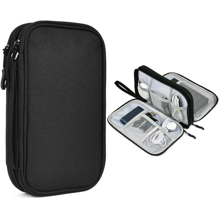 Органайзер для кабелів AMFUN - універсальний кейс для зарядних пристроїв, кабелів, USB-накопичувачів, Power Bank (чорний)