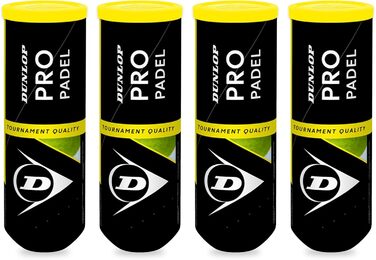 М'ячі для падел-тенісу Dunlop Pro, 4 банки по 3 м'ячі, преміум якість, ідеальні для турнірів та інтенсивних ігор