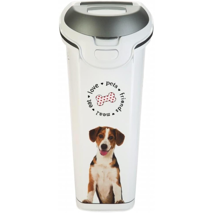 Контейнер для сухого корму для собак CURVER, великий, герметичний, 23 x 50 x 50 см, 10 кг, білий