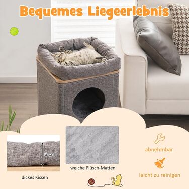 Кігтеточка-будинок для котів COSTWAY 3-ярусна сіра, з дошками для шліфування та 3 килимками, до 20 кг