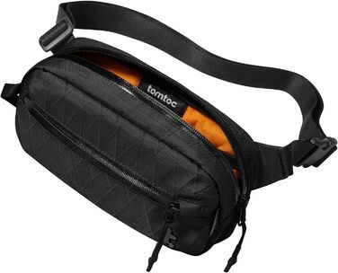 tomtoc X-Pac нагрудна сумка для чоловіків та жінок, 1,5 л, чорна. RFID захист, для подорожей, повсякденного використання